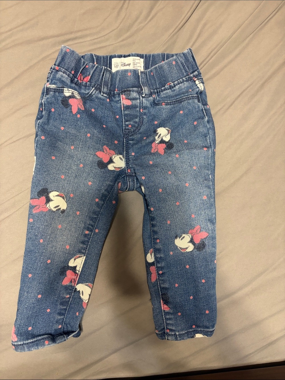 GAP Denim Jeans with Minnie Mouse Print in Blue and Pink